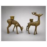 Brass Deer Figural Candle Holders