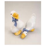 Ceramic Geese With Blue Bows