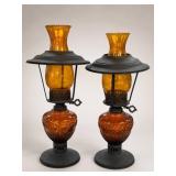 Amber Glass Oil Lamps