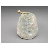 Carved Jade Dragon Pendant with Gold Bail