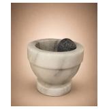 White Marble Mortar and Granite Pestle Set
