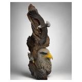 Resin Bald Eagle Sculpture on Faux Wood Base