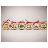 6 Embroidered Holiday Ornaments