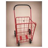 Red Metal Folding Shopping Cart