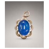 Blue Jade Cabochon Pendant in Metal Mount