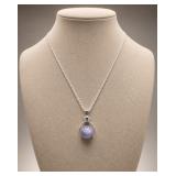 Purple Jade Pendant on Necklace