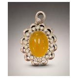 Yellow Jade Cabochon Pendant