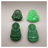 Four Jade Carved Buddha Figures