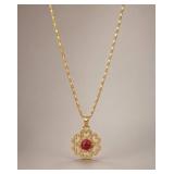 Gold Tone Necklace with Jade Pendant