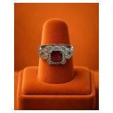 Costume Ring Size 9 with Red Center Stone