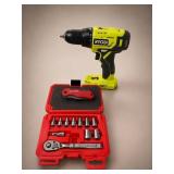 Ryobi Drill and Craftsman Socket Set
