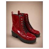 Guess Red Patent Combat Boots, Size 9M