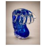 Small Blue Glass Wave Sculpture