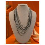 Multi-Strand Silver Tone Chain Necklace