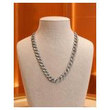 Sterling Silver & Diamond Chain Necklace 18in 60g