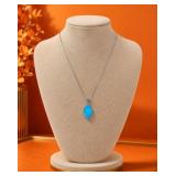 Sterling Silver Blue Fire Opal Necklace 18in