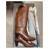 Italian Brown Leather Knee-High Boots 38.5