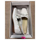 Sesto Meucci White Leather Loafers, Size 8M