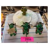 3 Metal Frog Figurines, Hong Kong