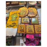 Vintage Frog Wall Plaques and Towel Lot