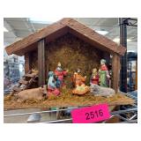 Nativity Scene Figurine Set with Stable