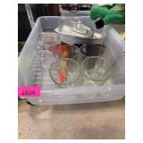 Kitchenware Lot with Glasses and Jar