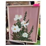 White Flowers On Pink Signed Painting