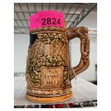 German Ceramic Beer Stein Relief Decor