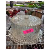 Pressed Glass Covered Cake Plate