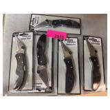 5 Black Stainless Folding Knives