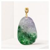 Carved Jade Pendant with Gold Bail