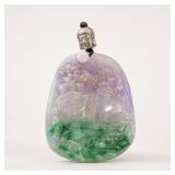 Carved Jade Buddha Landscape Pendant