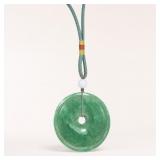 Green Jade Bi Disc Pendant with Cord