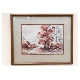 Sarah King Framed Watercolor Landscape