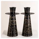 Black and Gold Brass Metal Candle Holders