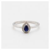 Sterling Silver Sapphire Ring Size 7.5