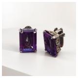 Sterling Silver Amethyst Clip-On Earrings