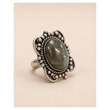 German Silver Size 7 Ornate Labradorite Ring