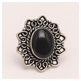 German Silver Onyx Ring Size 7