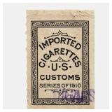 1910 U.S. Customs Imported Cigarettes Tax