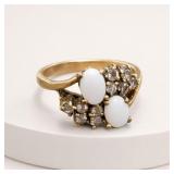 14k GE Size 7 Cluster Ring With Opal and CZ