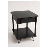 Black Wood Side Table with Drawer