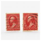 U.S. #252 Washington 2 Cent Stamps Pair
