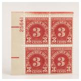 U.S. J82 3Â¢ Postage Due Plate Block