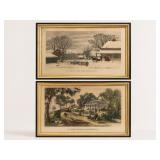Currier & Ives Framed Prints, Set of 2