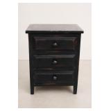 Black Three-Drawer Wooden Nightstand