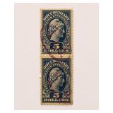 U.S. R244 $5 Documentary Stamps 1914 Pair