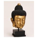 Gold and Black Buddha Head Sculpture, 24in