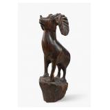 Hand-Carved Wooden Ram Sculpture 9 Inch