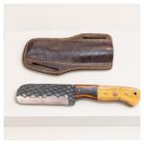 Custom Forged Knife with Leather Sheath